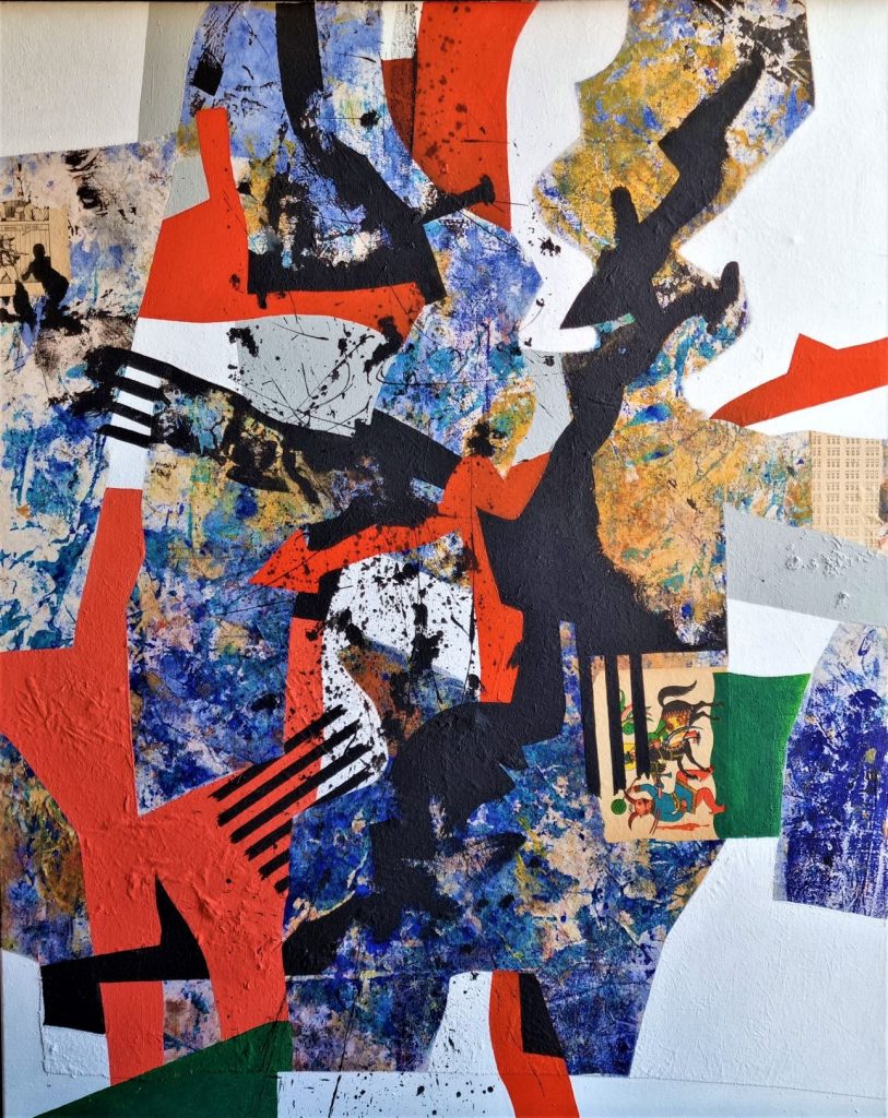Agrégats Peinture acrylique sur toile et collages - 80x100cm : 1500€ - 2018