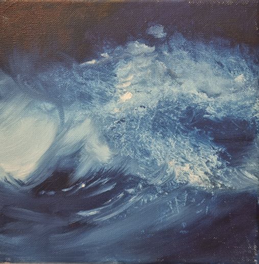 série bleue,jonathan de cesare,huile sur toile,20x20 cm,galerie résonances,le tréport