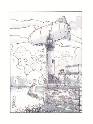 dessin,feutre,michel mohamedi,phare du tréport, galerie résonances, le tréport