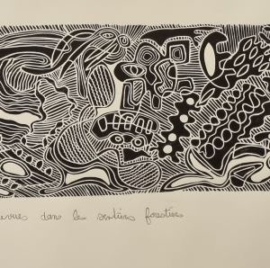 linogravure de jack Guerrier, papier 300gr,galerie résonances,le tréport