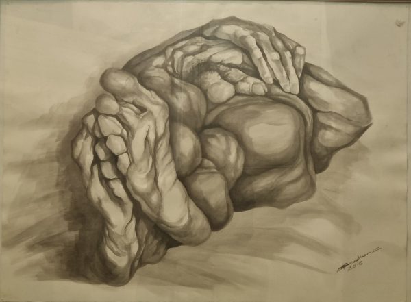 nu,lavis,encre de chine, papier arches,70x50cm,jeanclaudeboudier,galerie résonances,le tréport