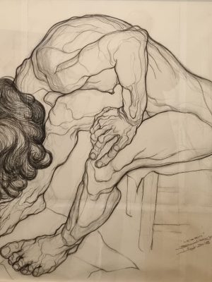 nu,le bain,dessin sur papier,pierrenoire,90x80cm,jean-claude Boudier,galerie résonances,le tréport