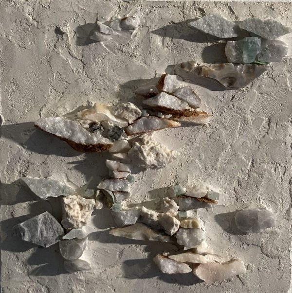 cailloux, marbre et smalti sur bois, mosaïque,anne-cécile lopez,galerie résonances,le tréport
