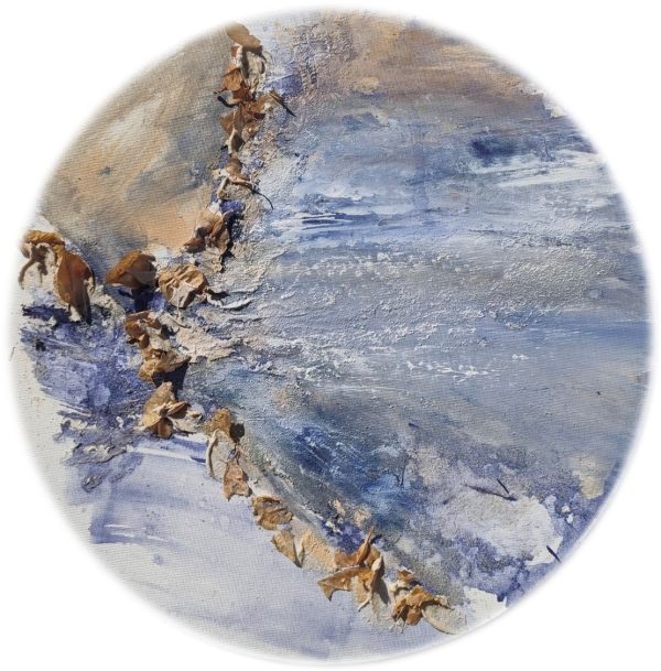pigment indigo,fleur de bougainvillier,liant acrylique