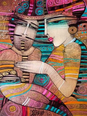 huile et encre sur toile,albena vatcheva,galerie résonances,le tréport