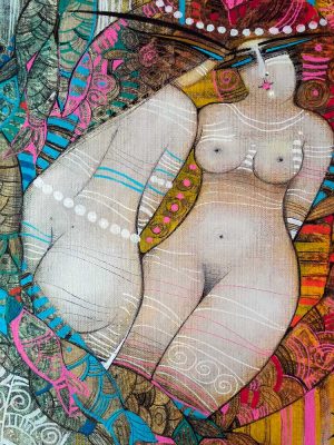 deux sirène,huile et encre sur toile,albena vatcheva