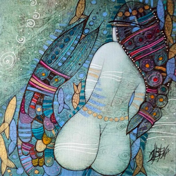 Les secrets de l'océan,huile et encre sur toile,albena vatcheva,galerie résonances,le tréport