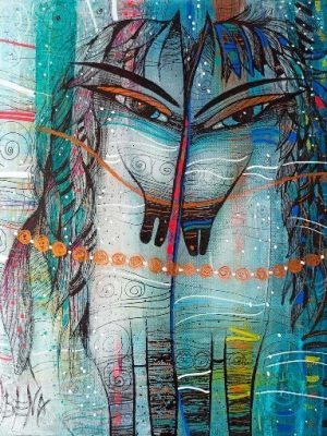 Albena Vatcheva Gémeaux 25x30 cm Huile sur toile