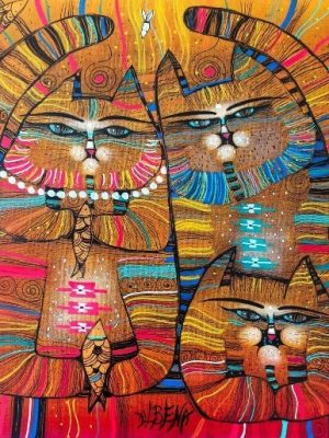 Albena Vatcheva Trois 40x40 cm Huile sur toile