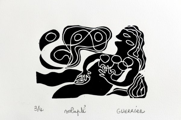 estampe,monochrome de jack guerrier, galerie résonancess, le tréport