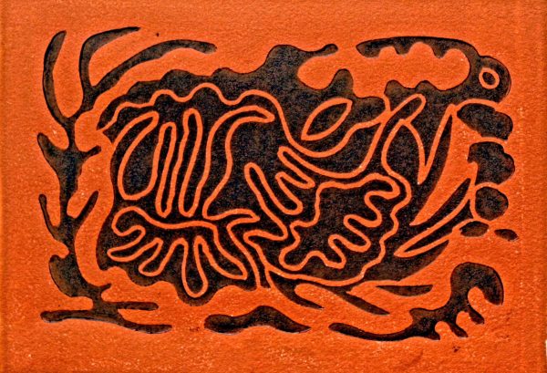 linogravure de Jack guerrier, polychrome, galerie résonances, le tréport